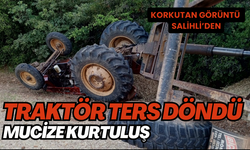 Salihli’de saman yüklü traktör devrildi: 2 yaralı