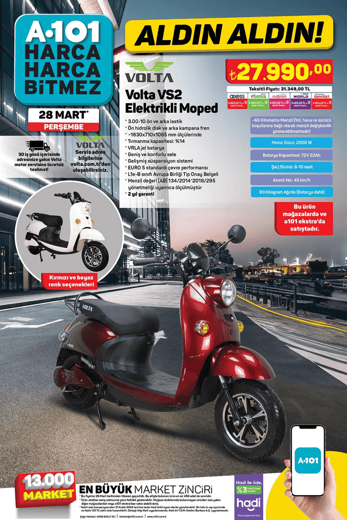 28 Mart A101 Aktuel Elektrikli Moped